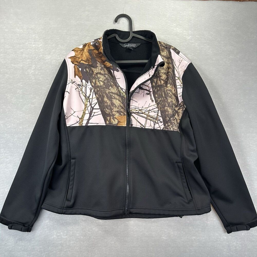 Gander Mountain Women’s Size Large Black Pink‎ Camo Jacket Guide Series Full Zip
